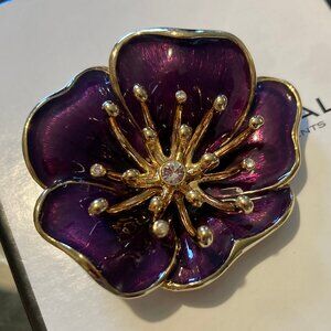 Stunning MONET purple flower enamel brooch
